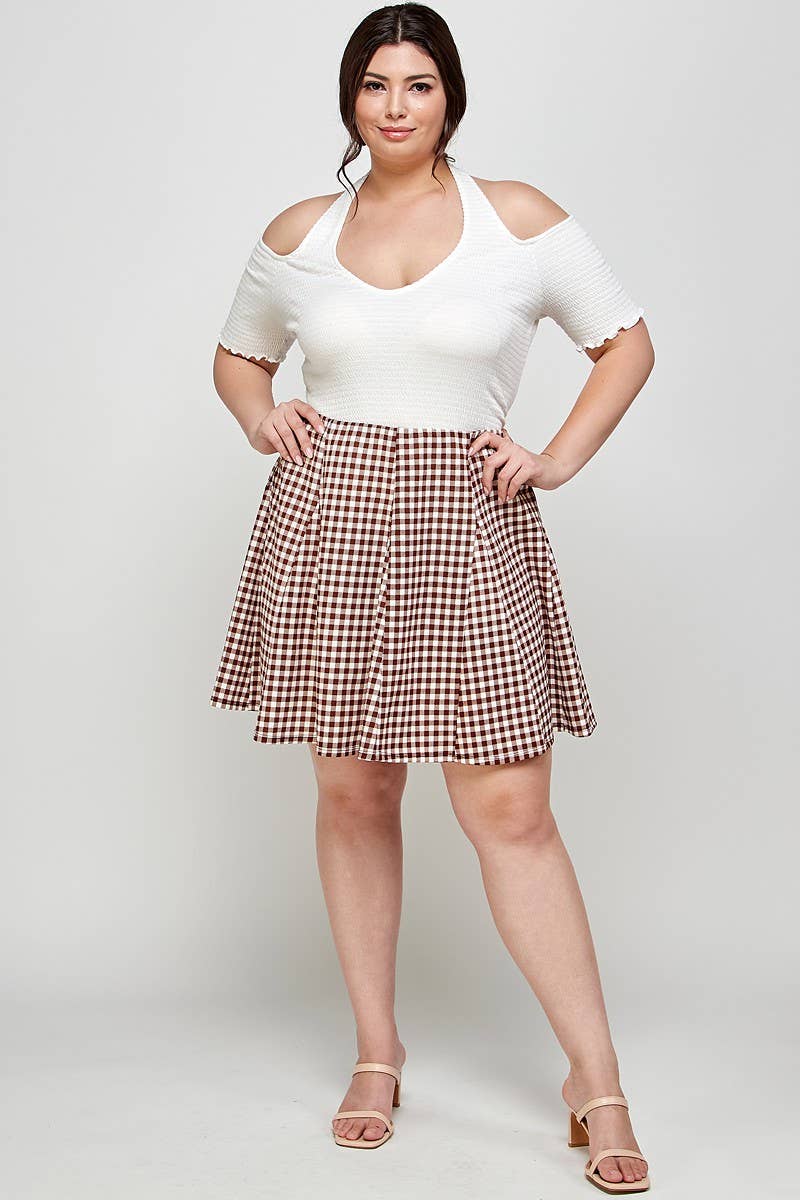 Plus Size V-Neck Smocked Halter Top KY18028-T