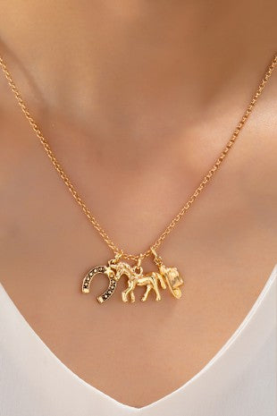 Horse and Horseshoe Charm Necklace