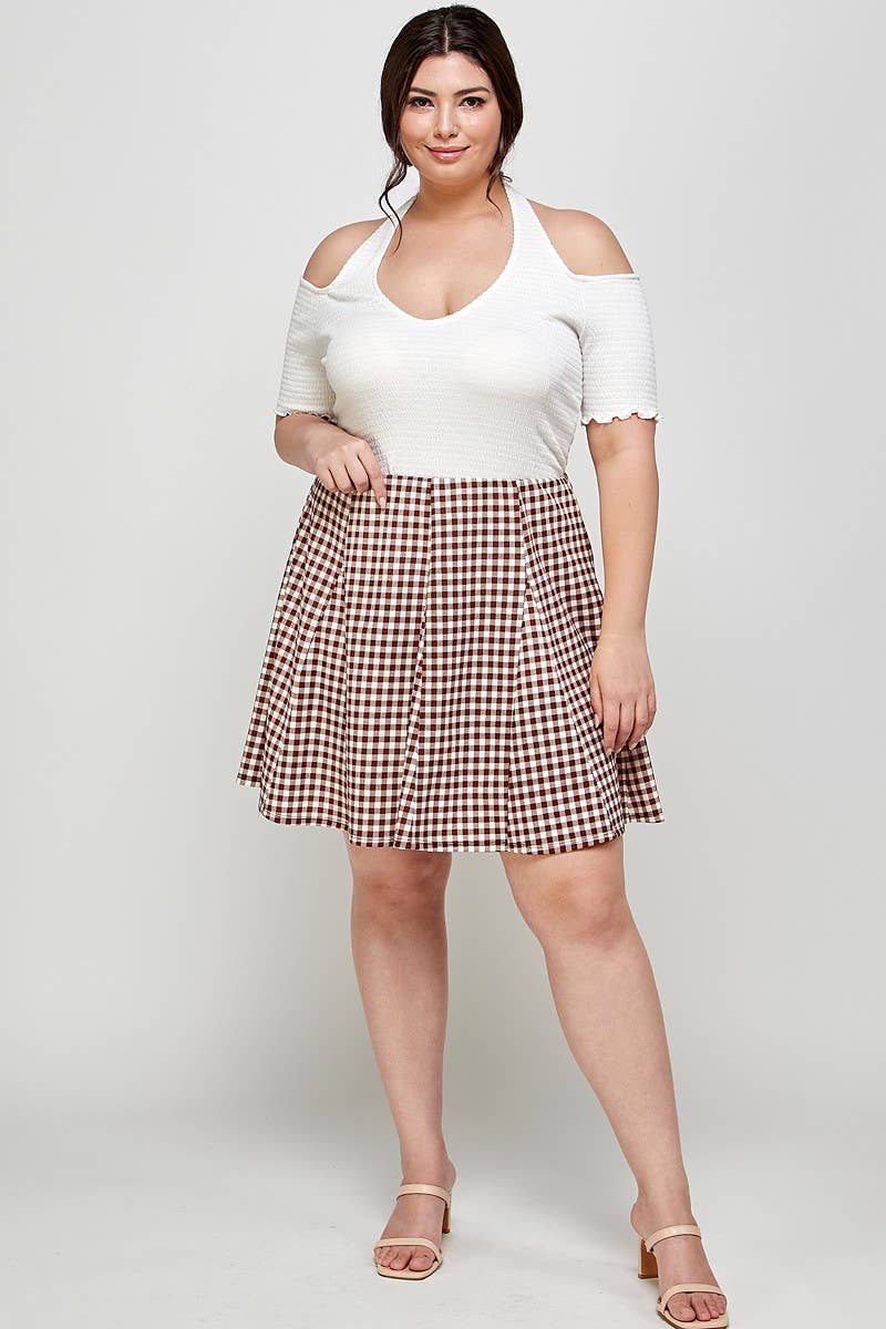 Plus Size V-Neck Smocked Halter Top KY18028-T