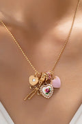 Multi Charm Porcelain Bow Ball Chain Necklace