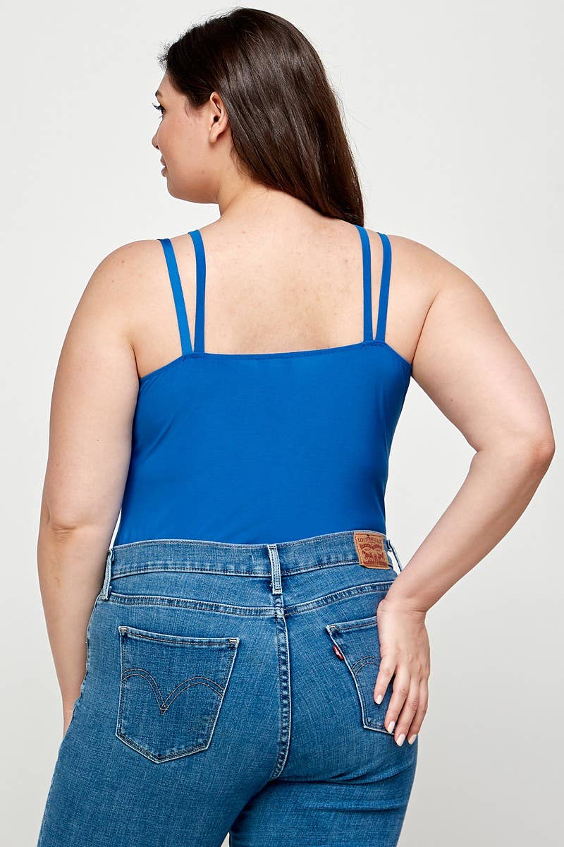 U-Ring Cutout Double Strap Plus Size Bodysuit WG17955-BS
