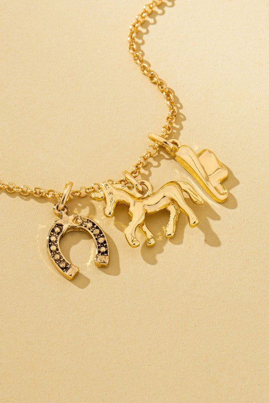 Horse and Horseshoe Charm Necklace