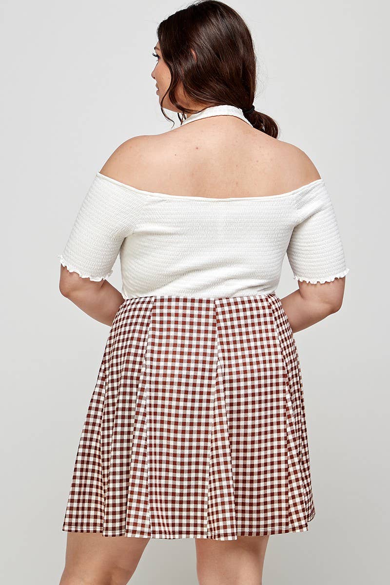 Plus Size V-Neck Smocked Halter Top KY18028-T