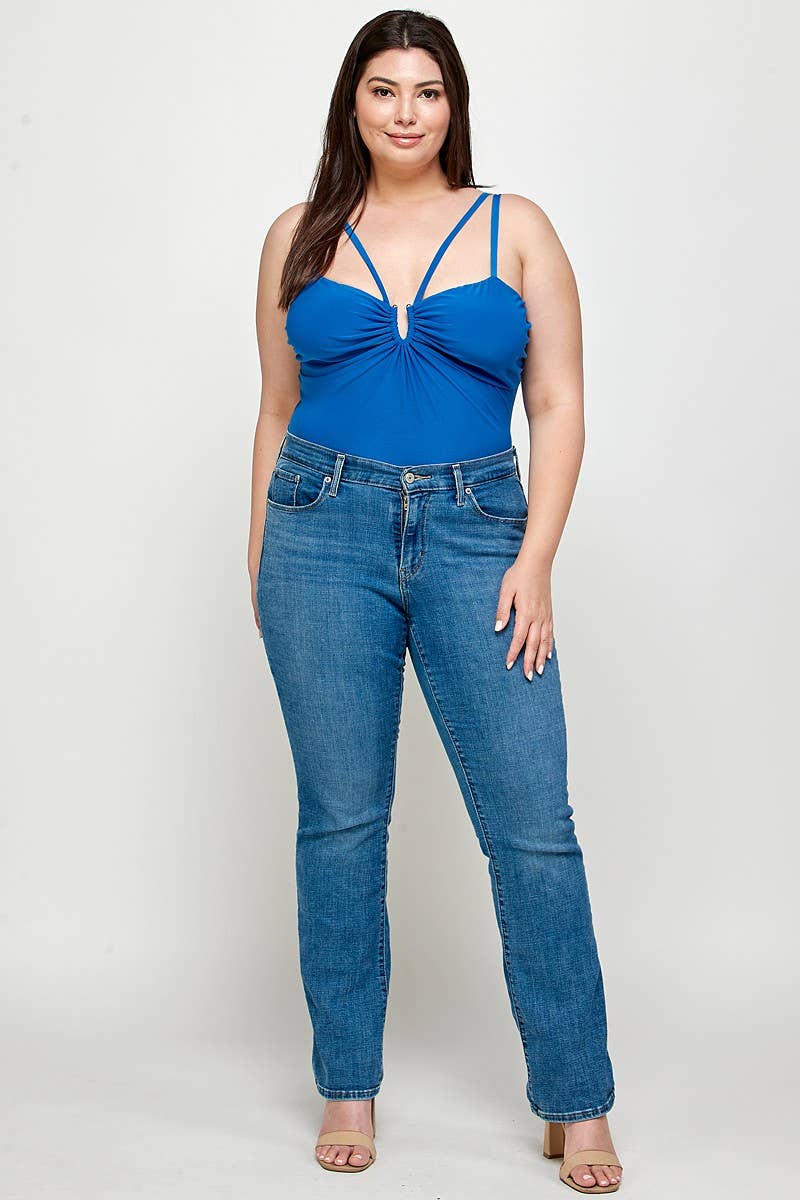 U-Ring Cutout Double Strap Plus Size Bodysuit WG17955-BS