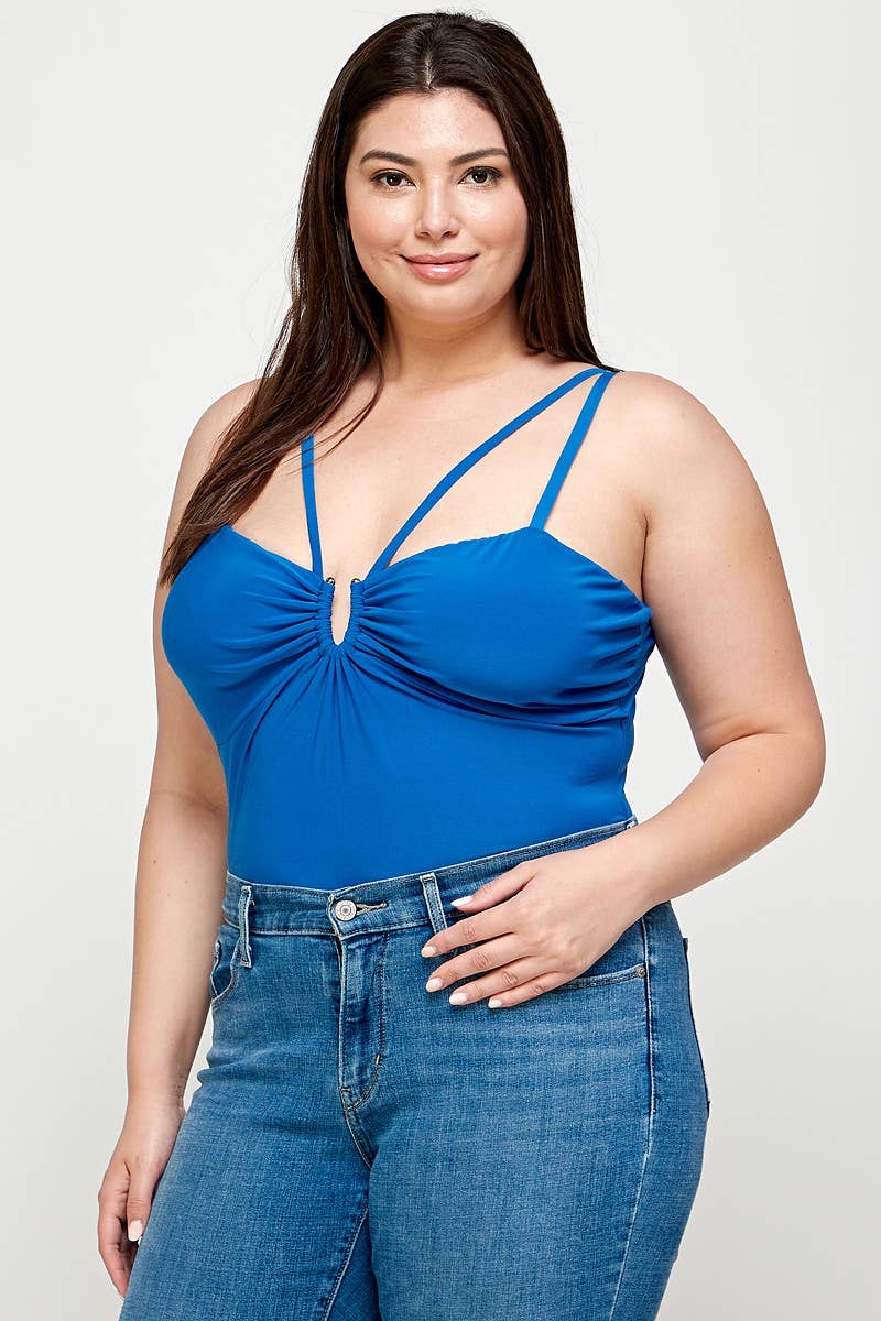 U-Ring Cutout Double Strap Plus Size Bodysuit WG17955-BS