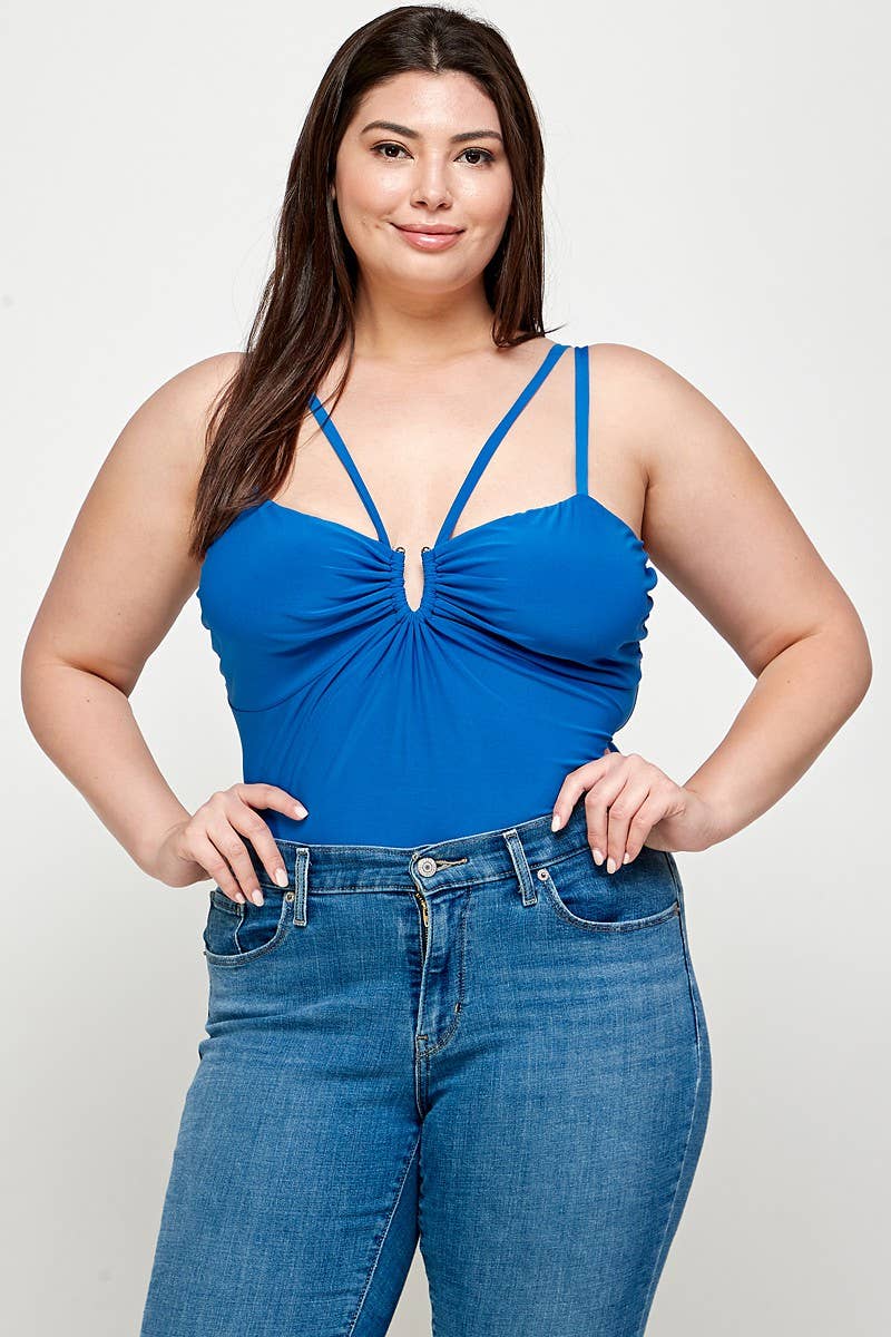 U-Ring Cutout Double Strap Plus Size Bodysuit WG17955-BS