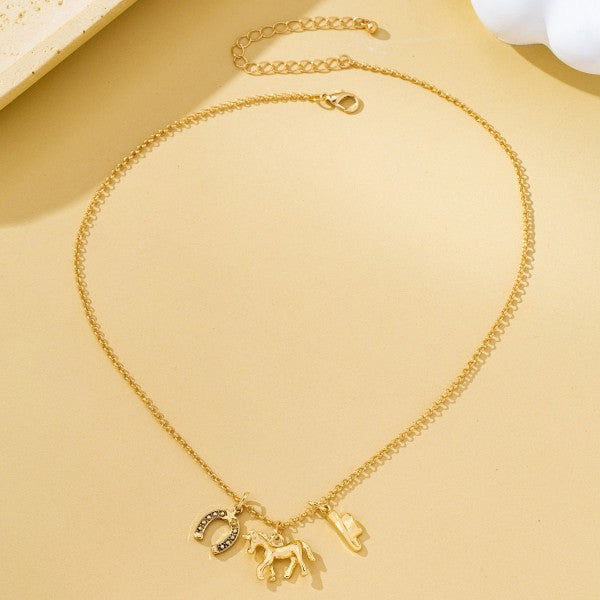 Horse and Horseshoe Charm Necklace